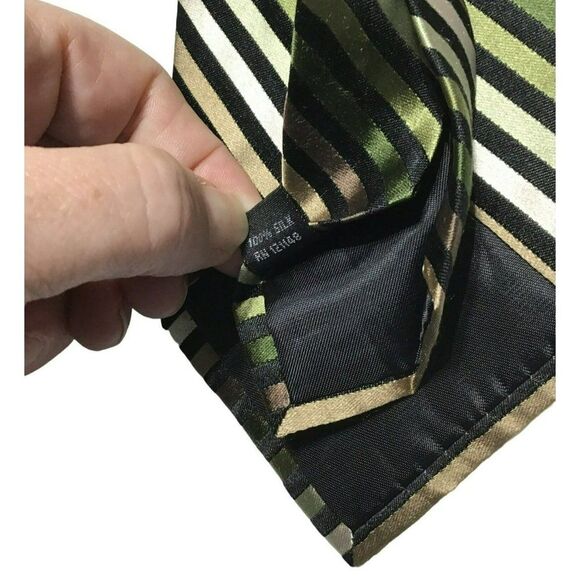 5/$10 Kenneth Cole 58 inch Green, Brown Stripes 100% Silk Men's Tie NWOT - Picture 5 of 5